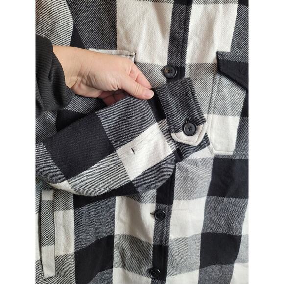 Lucky Brand Black White Plaid Flannel Shacket Jacket, sz Large - Picture 4 of 12